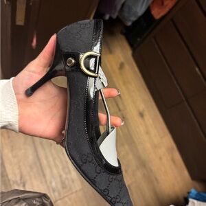 Gucci Black Heels with Signature Pattern